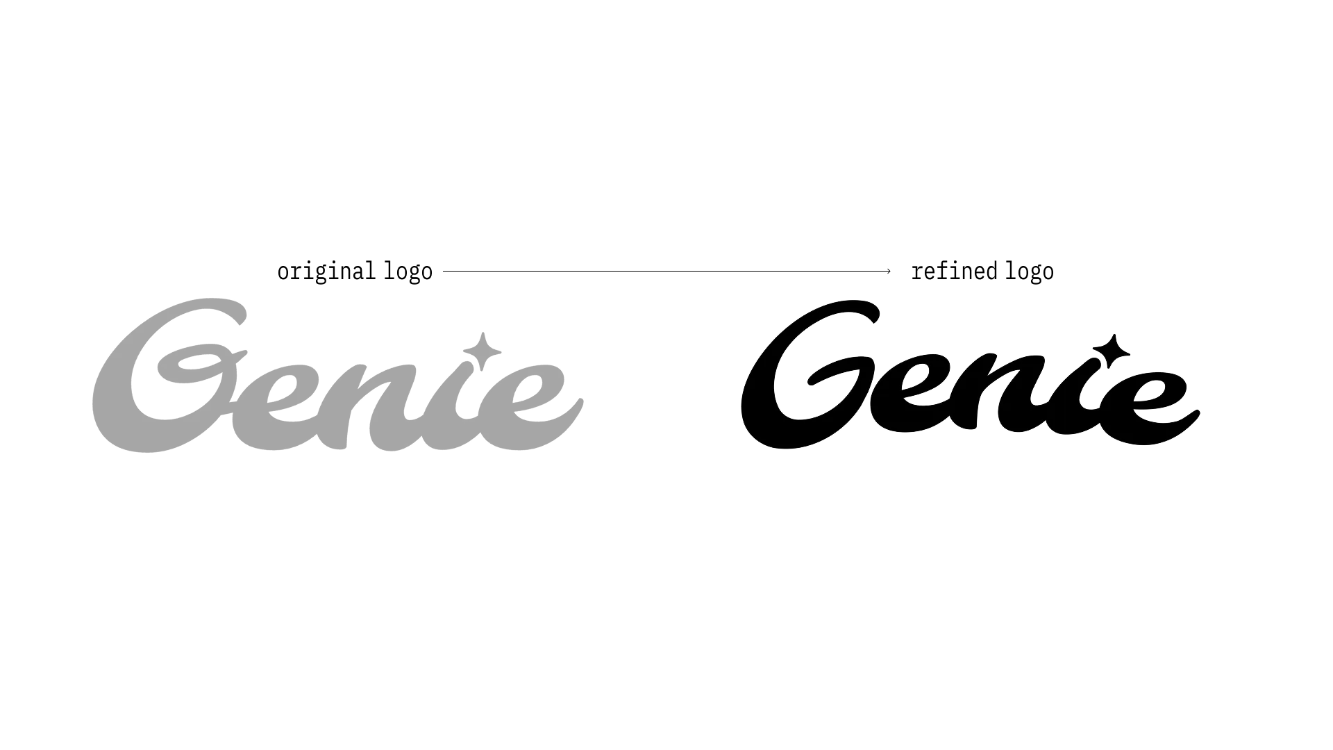 Original Genie logo next to the refined logo