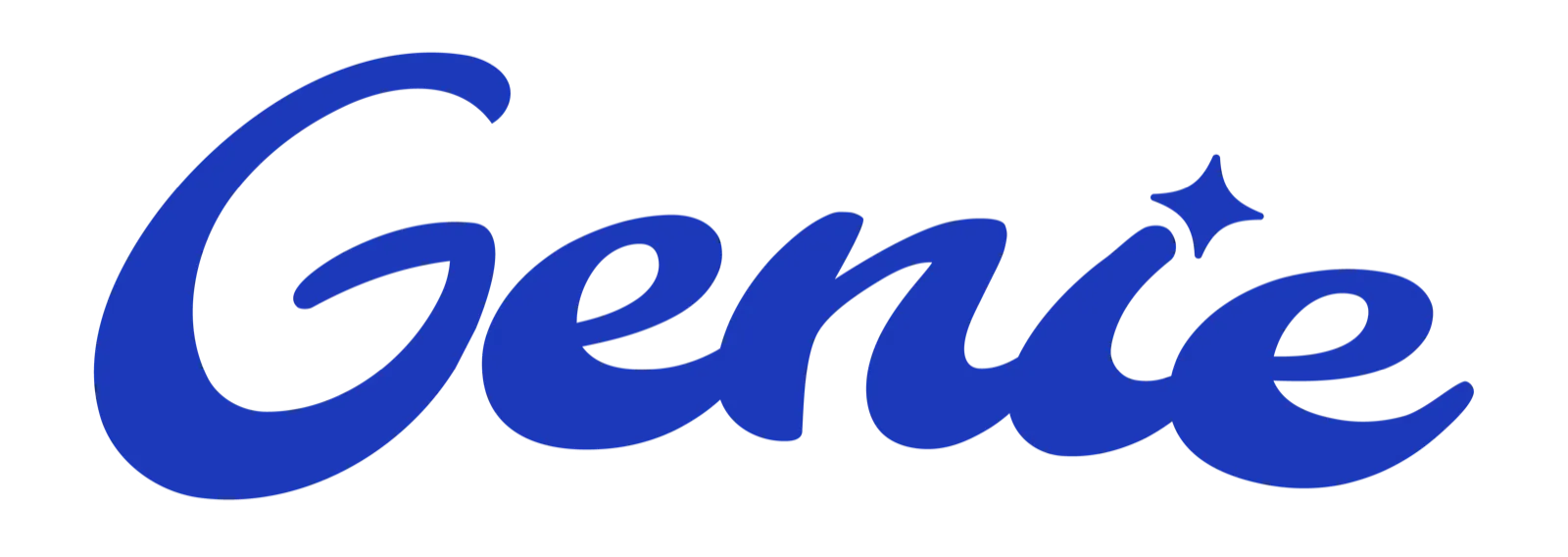 The refined Genie wordmark in Persian Blue