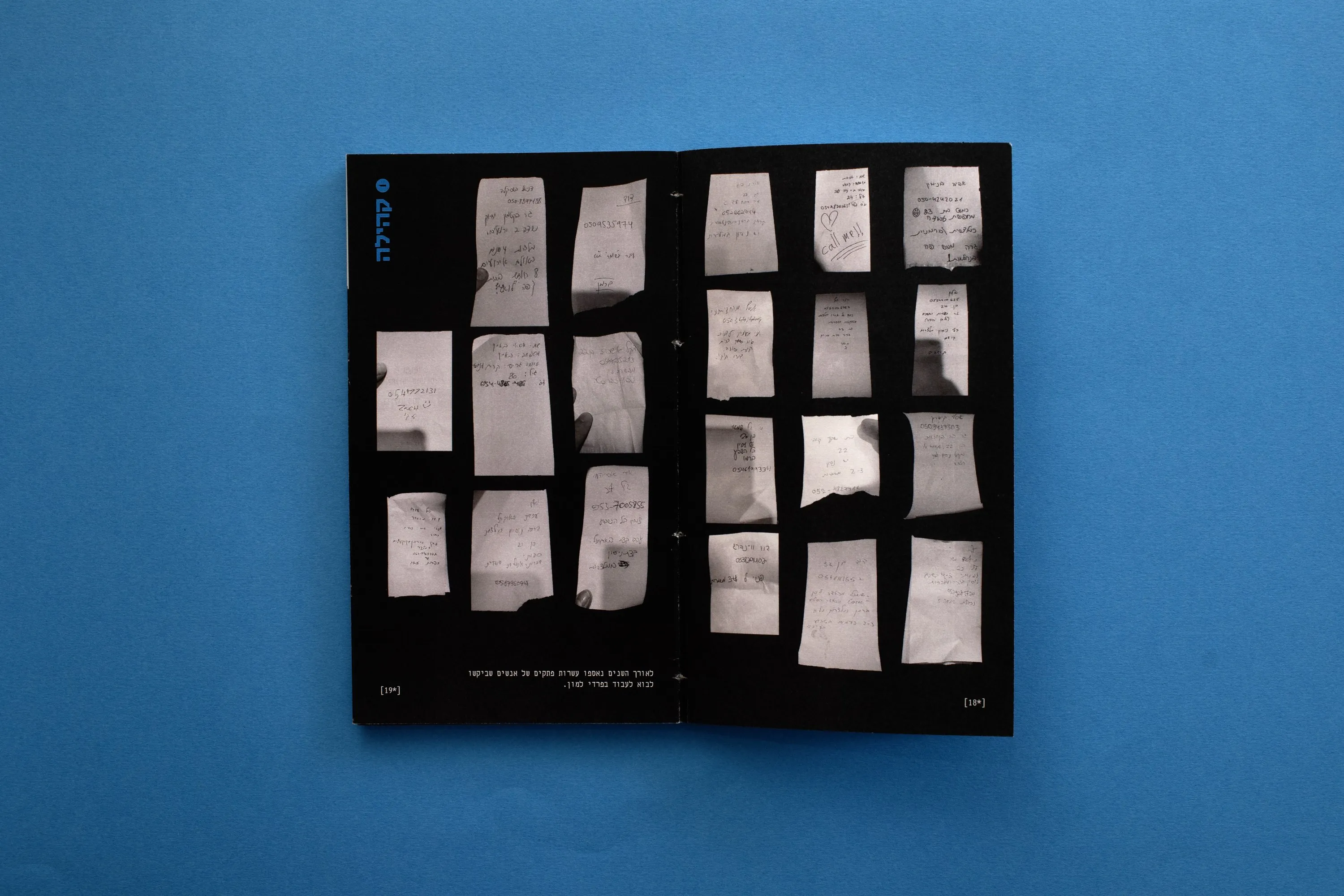 A black spread covered with handwritten notes left by people looking for work at the bar